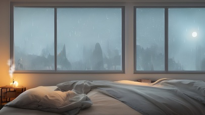 温馨卧室窗外的雨