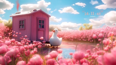 可爱玫瑰小屋大白鹅