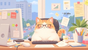 工作的猫咪