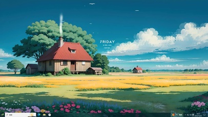 4K唯美田野小屋主题