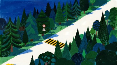 童画治愈临海小森林+路牌时钟