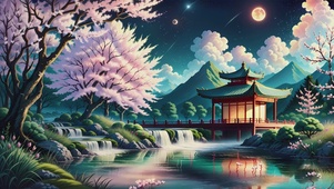 唯美古风凉亭