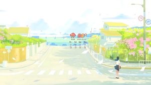 唯美治愈夏日街道路口