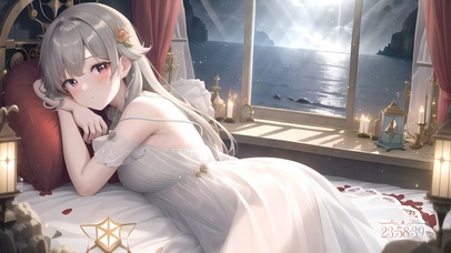 海景窗边休息的萝莉