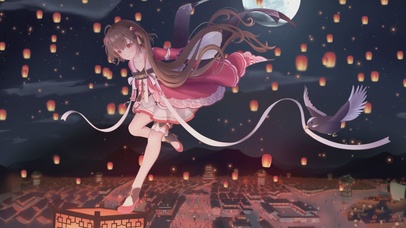 唯美孔明灯美少女