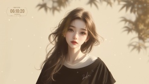 暖光竹影-女孩