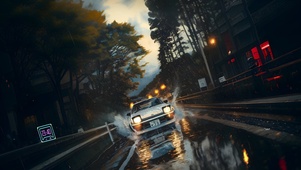 AE86 雨中疾驰而过！