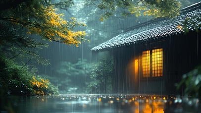 屋外细雨