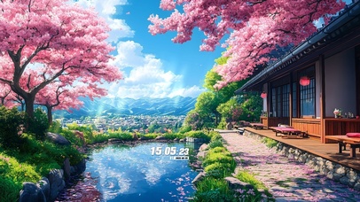 清新治愈樱花庭院