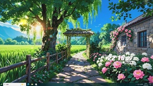 护眼绿景花草树木桌面主题