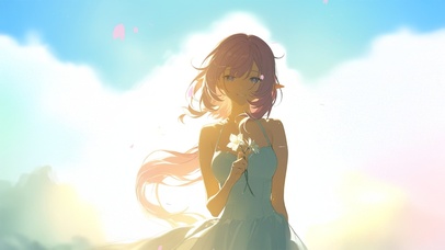 唯美夕阳樱花少女
