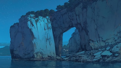 静谧空灵岛屿海边礁石