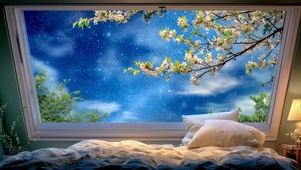 清新护眼窗外繁花星空