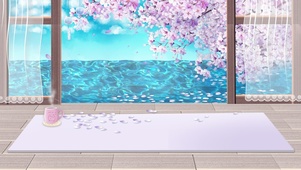 飘入海景瑜伽房的樱花