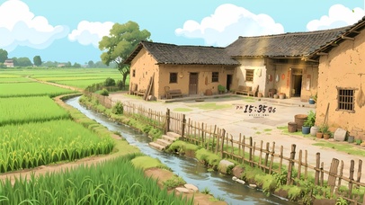 童年乡村稻田