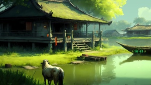 清新 护眼村庄 春