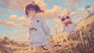 秋日草原猫女