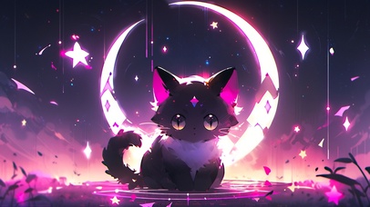 黑粉色可爱小猫4K