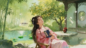 古典桂花庭院少女