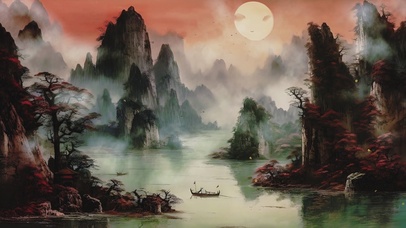 山水画AI水墨壁纸