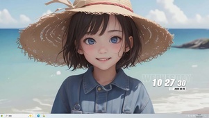 夏天海边女孩桌面主题