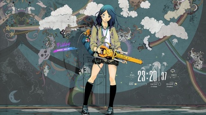 4k 赛博朋克街边电锯少女