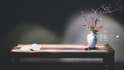 4k 治愈禅意花瓶与书