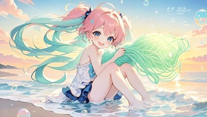 浣纱玩水的萝莉