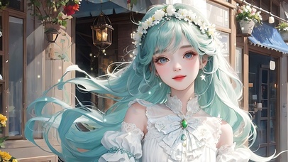 花店前的萝莉女孩