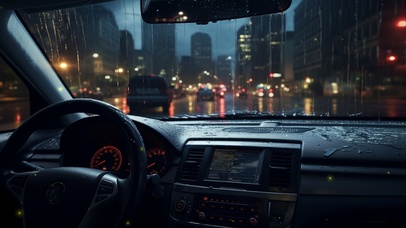雨夜车窗外景色