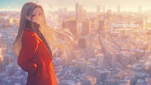 雪景红衣女孩
