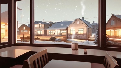 冬日餐厅窗外