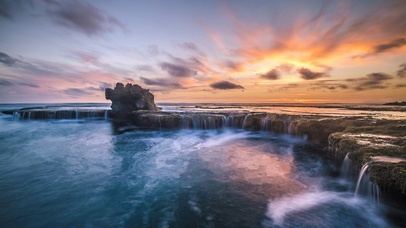 海峡海岸晚霞大海