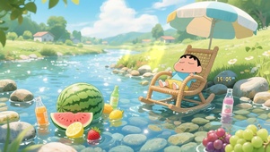 夏日溪边小新