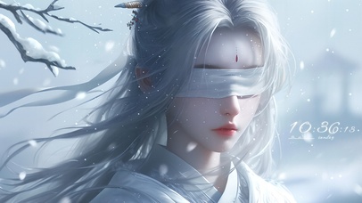 清纯飘雪蒙眼少女