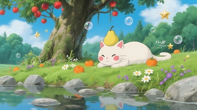 可爱河流边猫咪