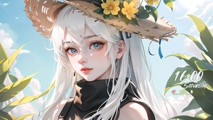 清纯夏日草帽少女
