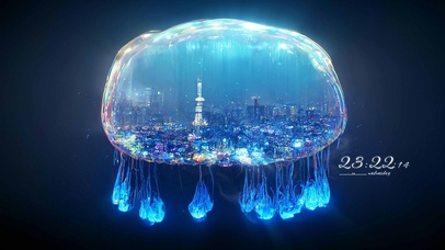 4k 唯美梦幻水母城市