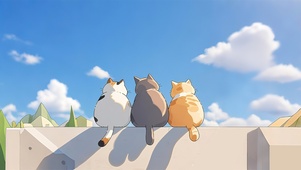 仰望天空的猫