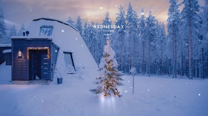 唯美治愈下雪天森林房屋