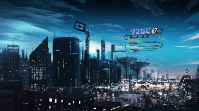 4k 未来科幻城市星空