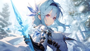 雪地蓝发女孩