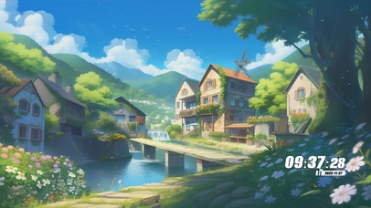 护眼蓝天白云乡村景色