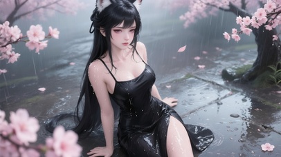 桃林烟雨-狸狸
