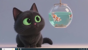 可爱逗鱼小黑猫主题