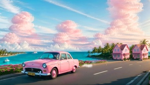 粉色云彩汽车