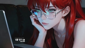 赛博风红发少女