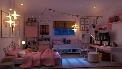 4K唯美治愈夜晚动漫房间