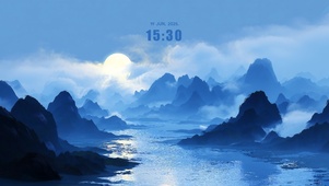 4K超高清·清雅蓝·月夜山川