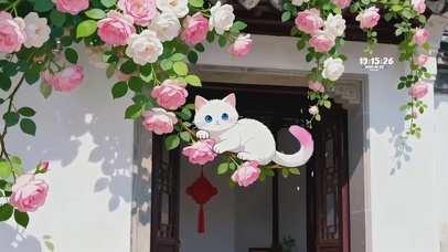 蔷薇花小猫